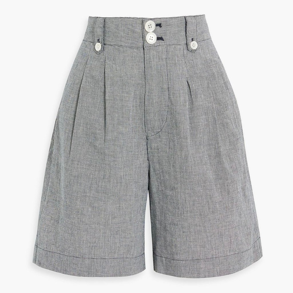 Alex Mill Pleated Houndstooth Linen-Blend‎ Shorts